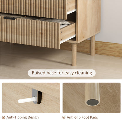 Commode 3 tiroirs à panneaux cannelés et pieds en bois