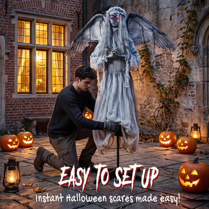 Décoration Halloween Ange Animé avec Son et Activation Tactile