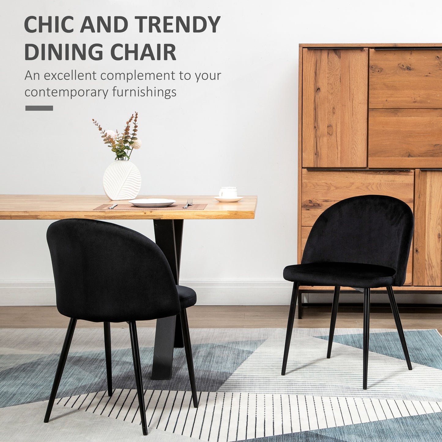 Chaises salle manger dossier mi-hauteur velours ensemble 2