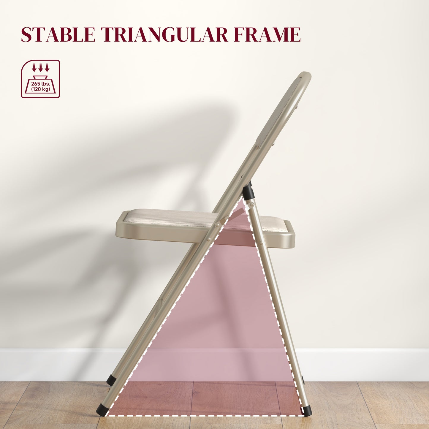 Chaises pliantes rembourrées en métal — ensemble de 6