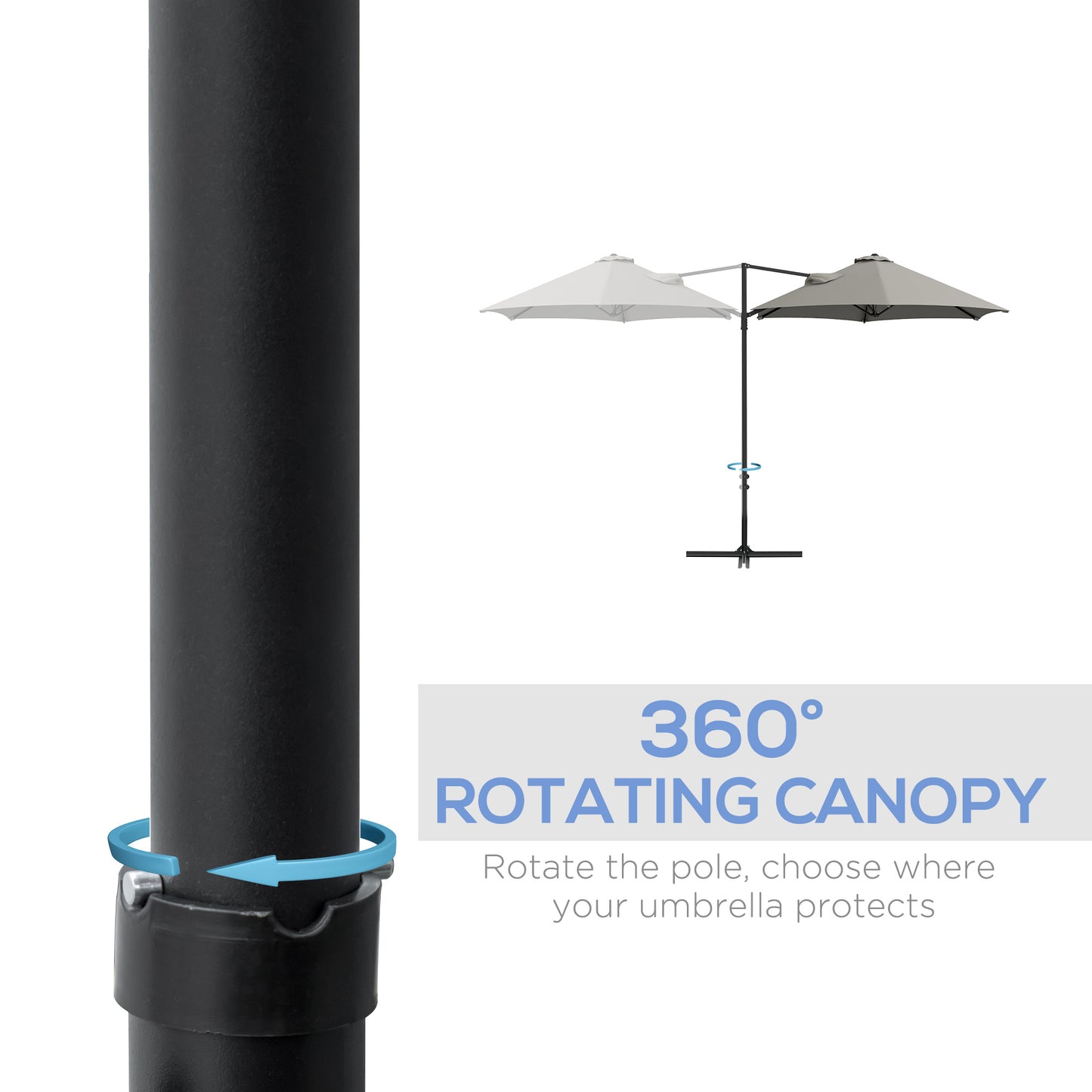 Parasol déporté cantilever 8,5 pieds avec base