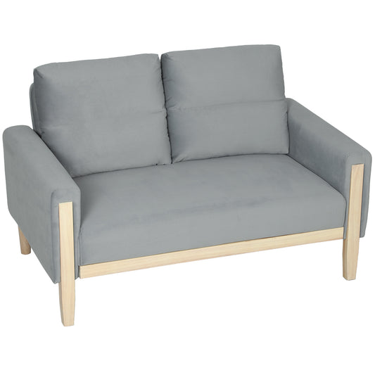 Causeuse 2 places velours pattes bois blanchi 134 cm
