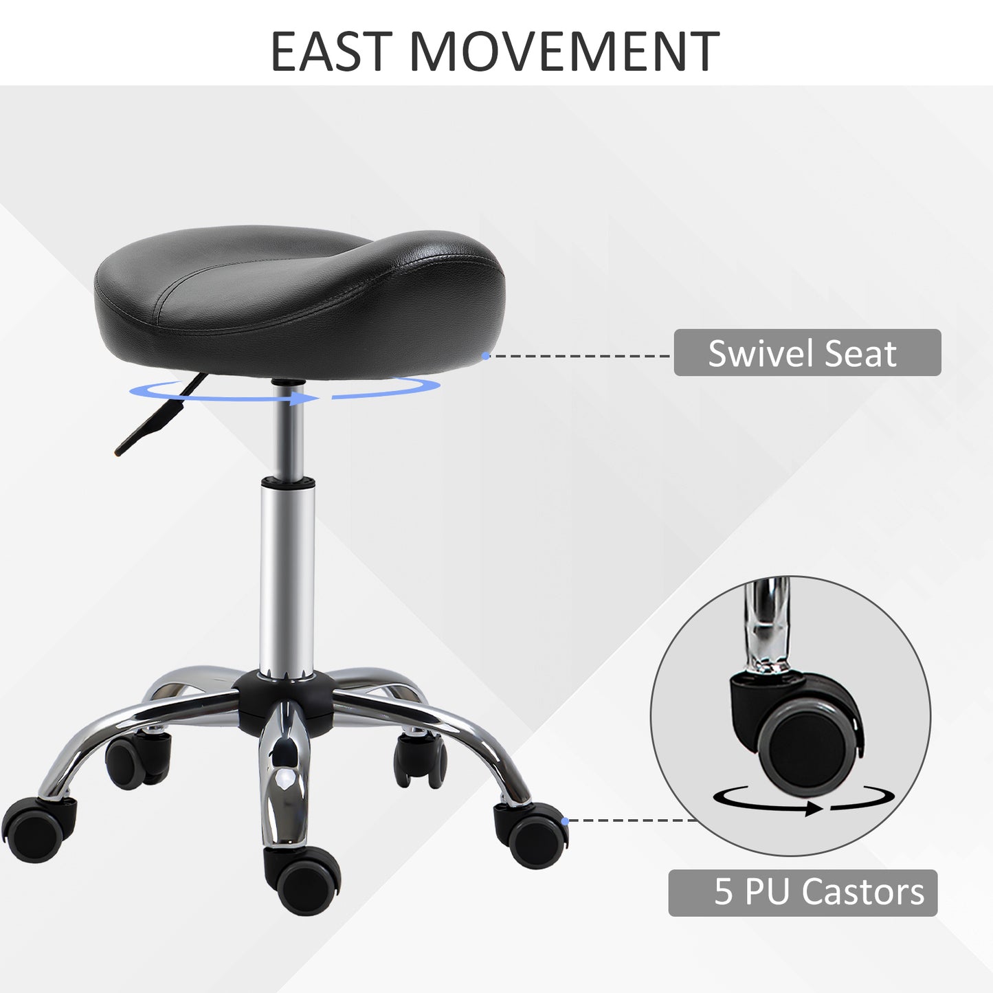 Tabouret selle ergonomique ajustable à roulettes