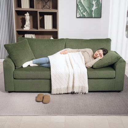 Sofa 3 places moderne en velours côtelé avec ressorts