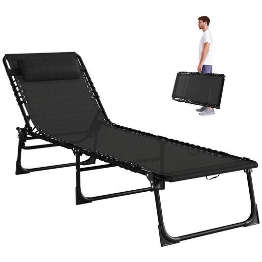 Chaise longue pliante réglable 4 positions avec appui-tête