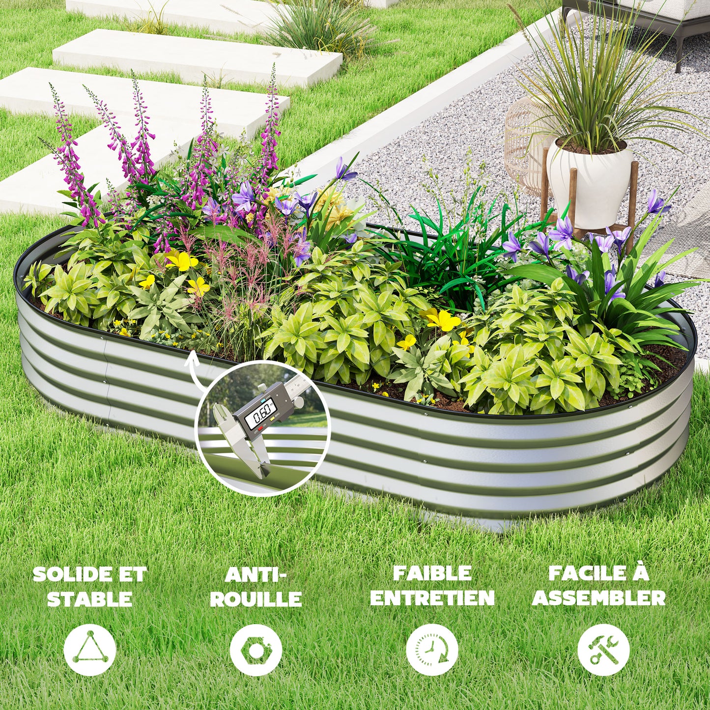 Bac de jardinage surélevé en acier galvanisé