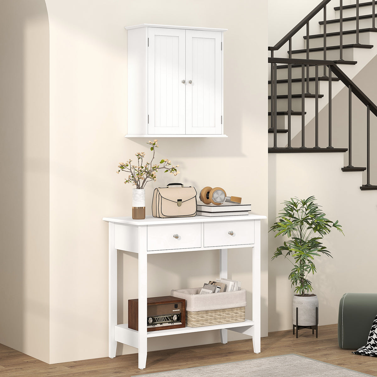 Armoire murale salle de bain 2 portes tablette ajustable