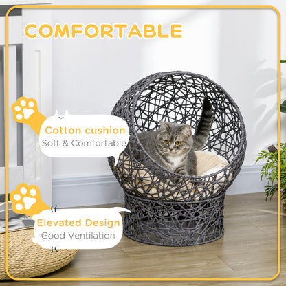 Lit pour chat en corde tissée avec coussin et support
