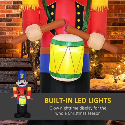 Soldat casse-noisette gonflable de Noël 244 cm avec DEL