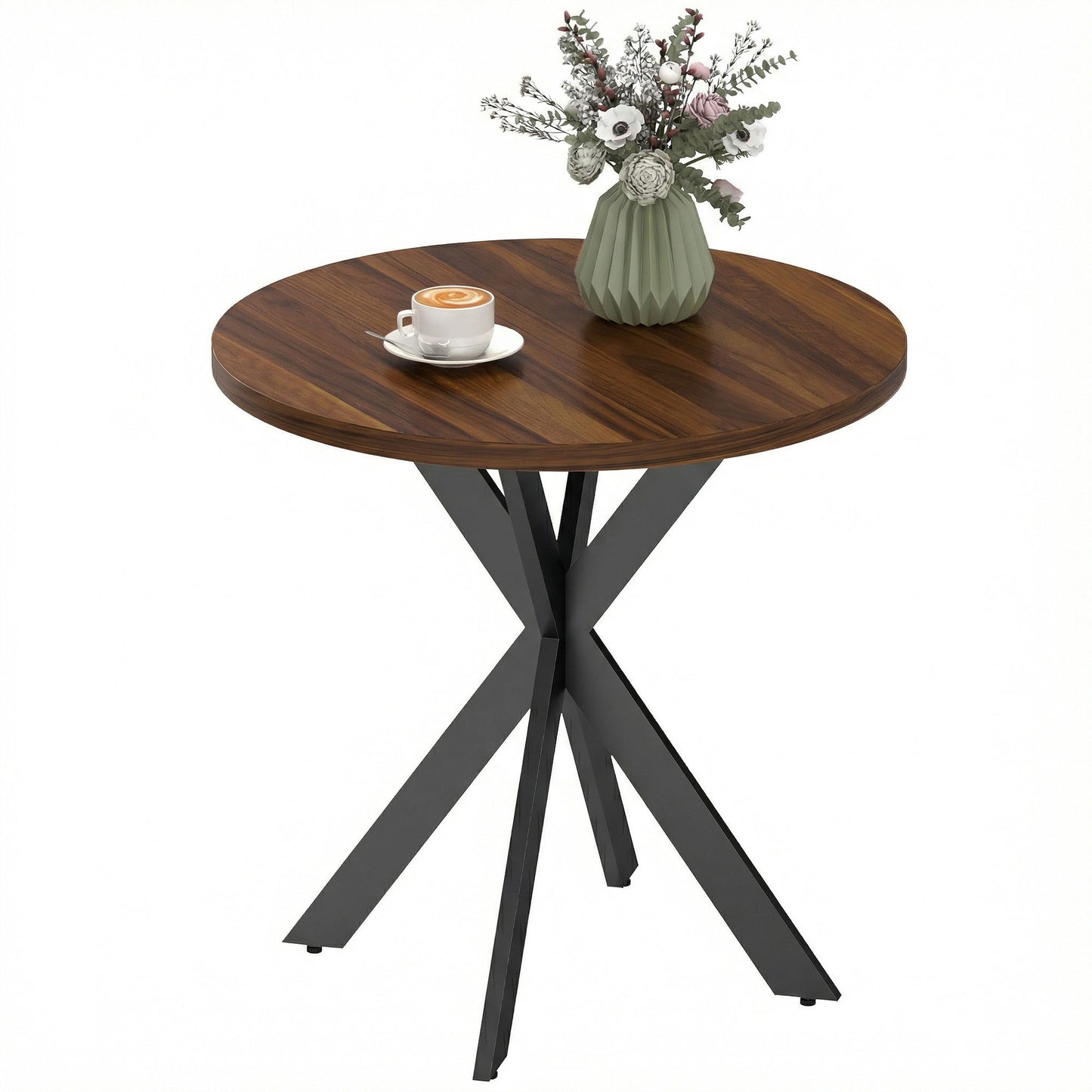 Table à manger ronde contemporaine 74 cm pieds croisés