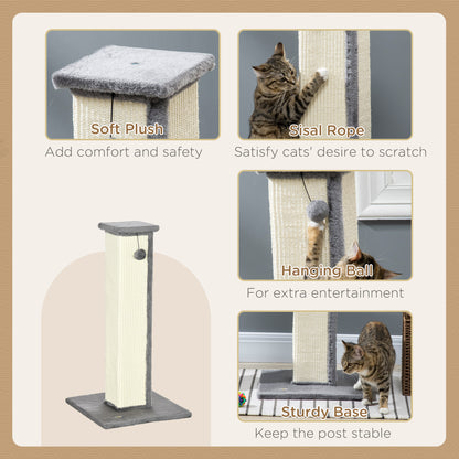 Grand griffoir pour chat en sisal avec balle suspendue