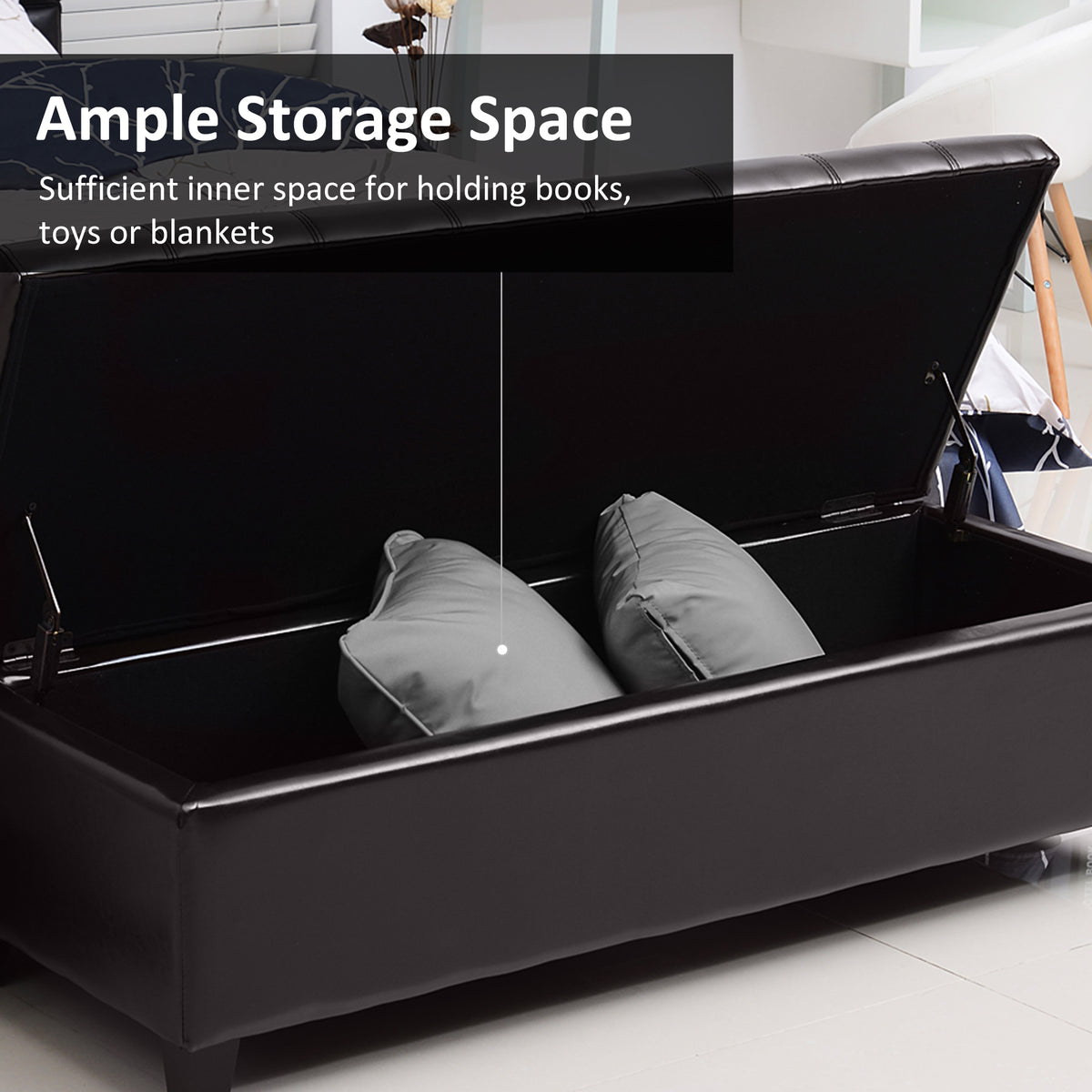 Banc ottoman de rangement en similicuir