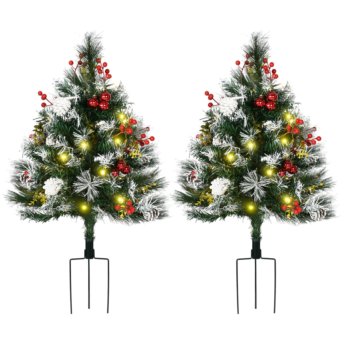 Sapins de Noël artificiels pré-éclairés 60 cm — lot de 2