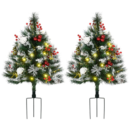Sapins de Noël artificiels pré-éclairés 60 cm — lot de 2