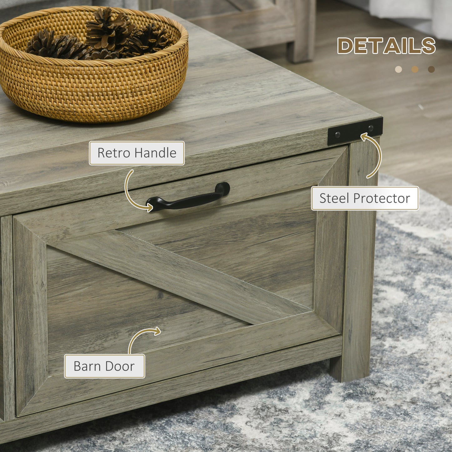 Table basse industrielle avec tiroir et étagères