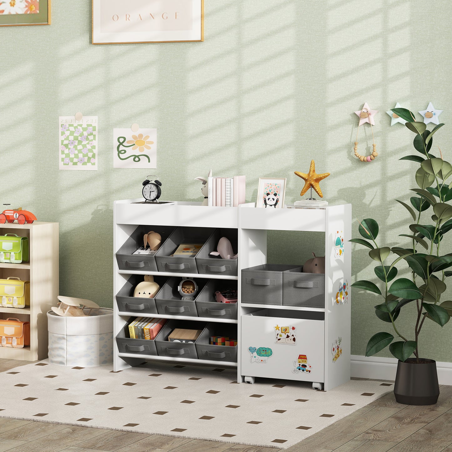 Organisateur de jouets 4 niveaux avec 11 bacs
