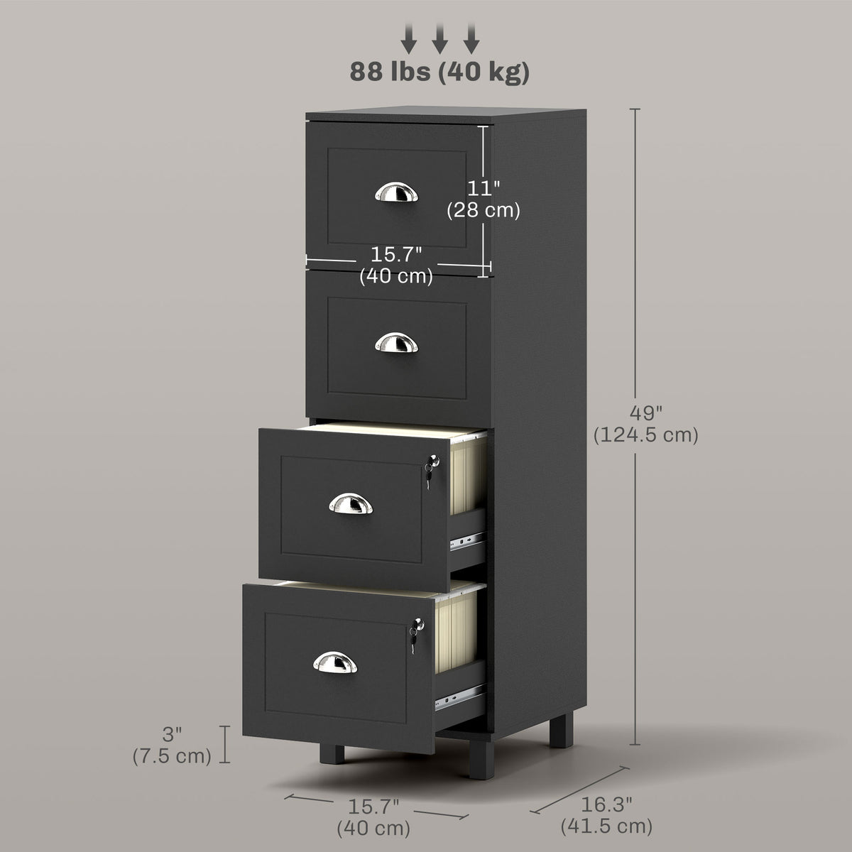 Classeur de bureau 4 tiroirs avec serrure