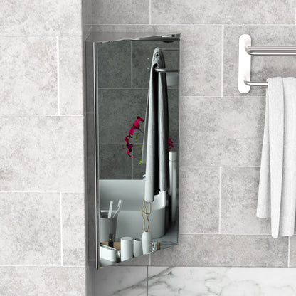 Armoire de toilette d'angle murale en acier inoxydable