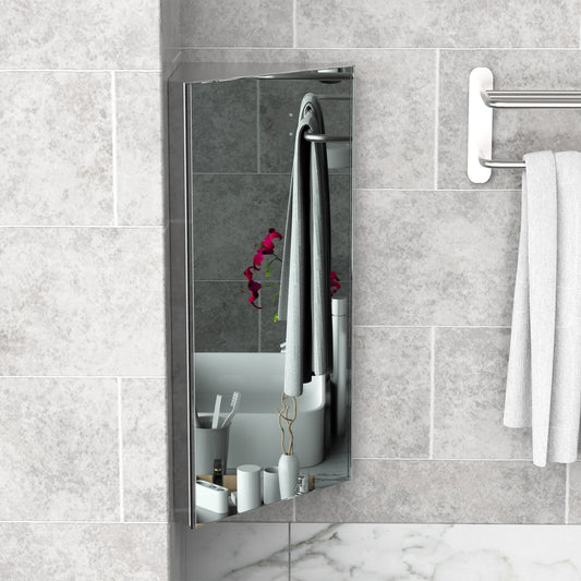 Armoire de toilette d'angle murale en acier inoxydable