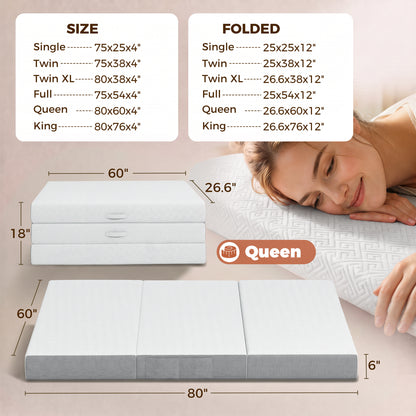 Matelas pliable en mousse mémoire grand format