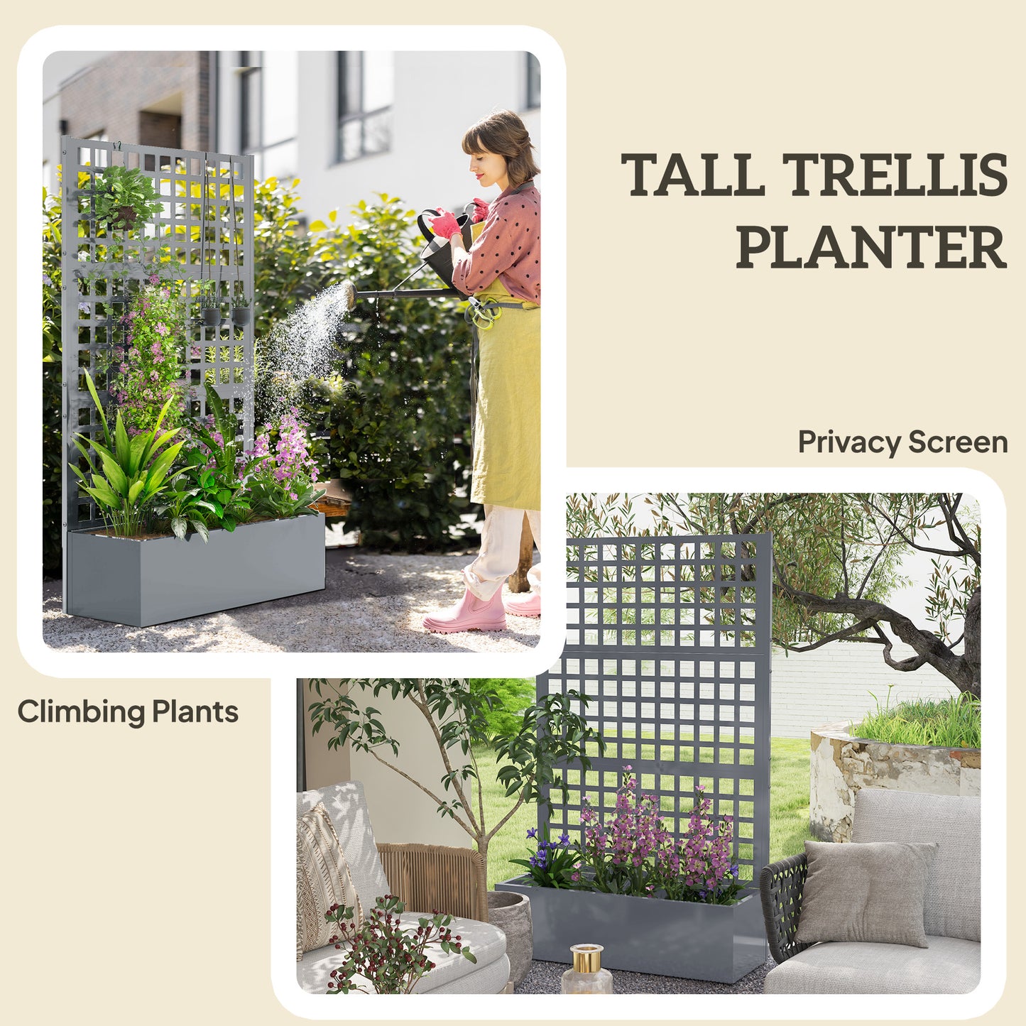 Bac de jardinage surélevé avec treillis 109 x 41 x 178 cm