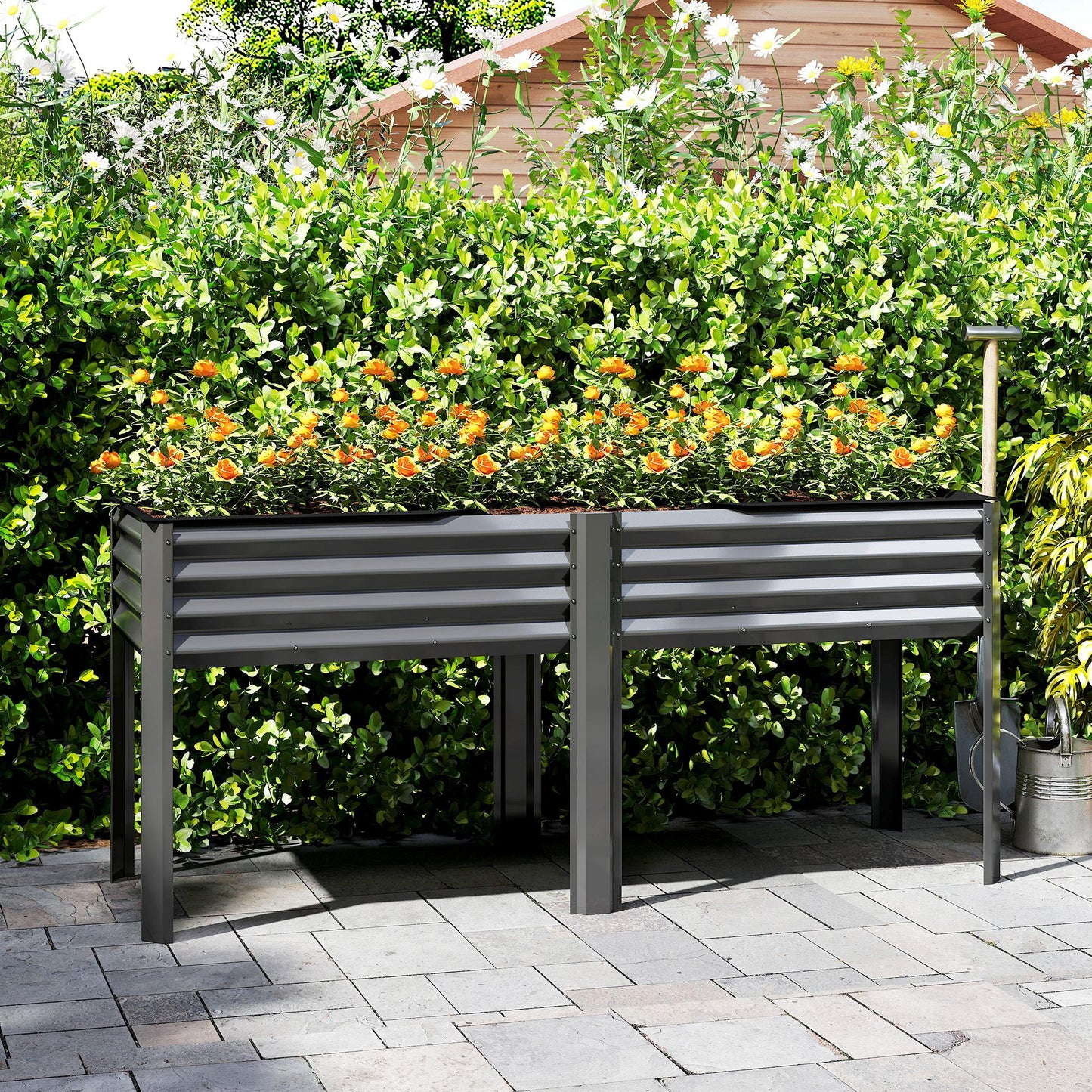 Bac de jardinage surélevé galvanisé avec pieds 180cm