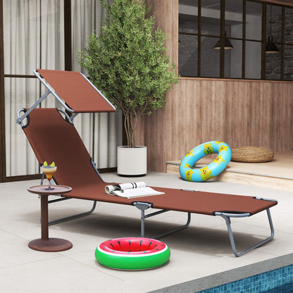 Chaise longue pliante avec auvent réglable