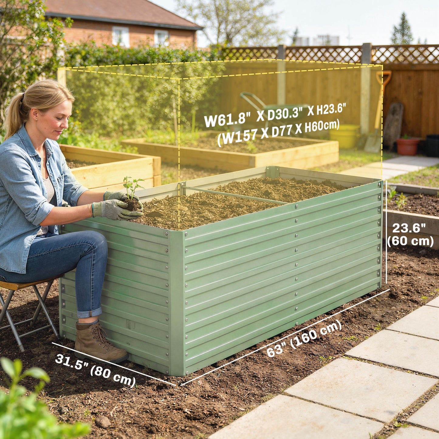 Bac jardinage surélevé galvanisé extra profond 152x91x60cm