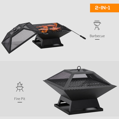 Foyer extérieur portable 2-en-1 avec grille BBQ