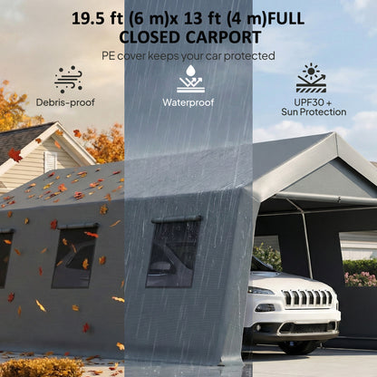 Abri automobile 6 x 4 m porte roulante fenêtres