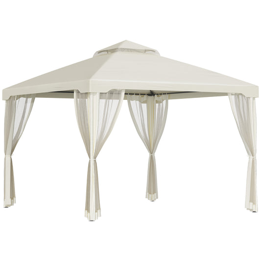 Outsunny 294x294cm Gazebo with Mosquito Net - Dark Grey Garden Shelter