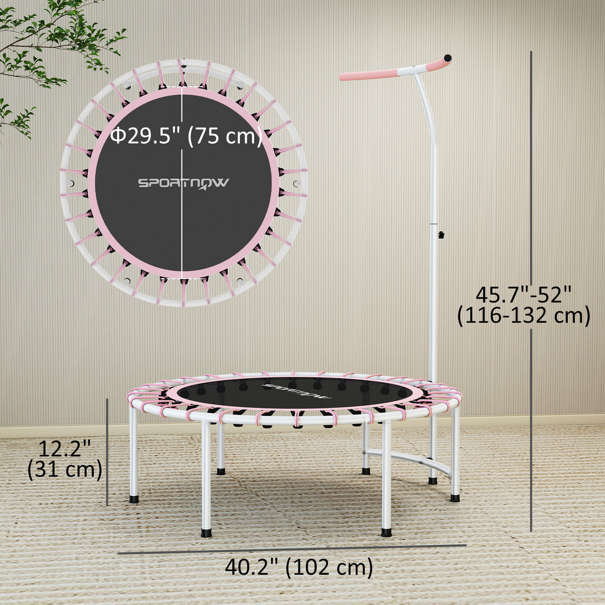 Trampoline de fitness 101 cm poignée ajustable