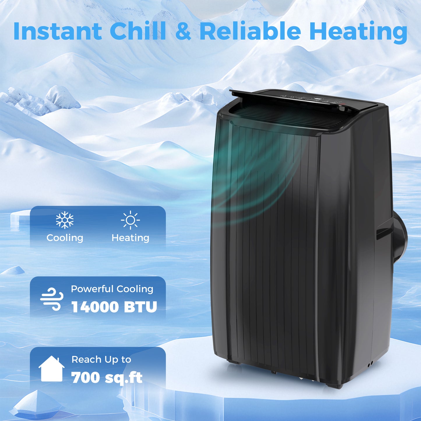 Climatiseur portable 5-en-1 14000 BTU WiFi