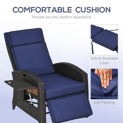 Chaise longue inclinable rotin avec dossier ajustable