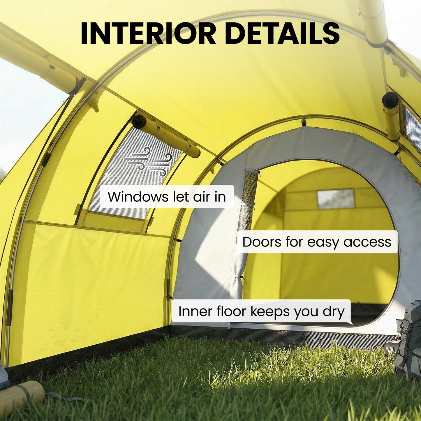 Tente de camping 2 pièces 3-4 personnes imperméable