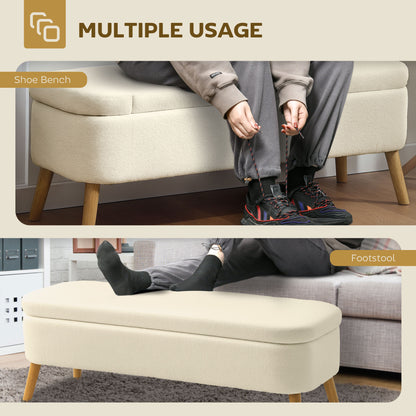 Banc de rangement en bouclette rembourré 120 cm