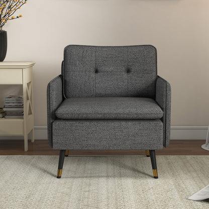 Fauteuil d'accent rembourré dossier capitonné pieds acier