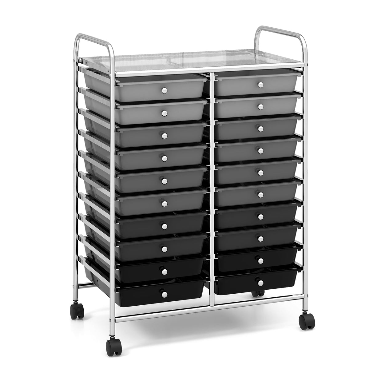 Chariot de rangement roulant à 20 tiroirs sur 2 rangées