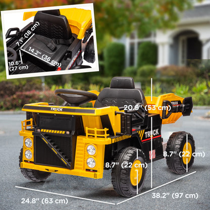 Camion-benne électrique pour enfants 12V avec benne basculante