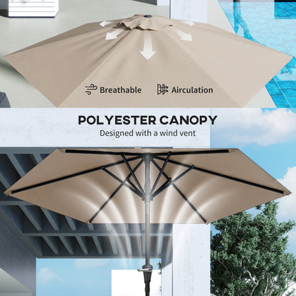 Parasol de terrasse inclinable avec 6 baleines — kaki