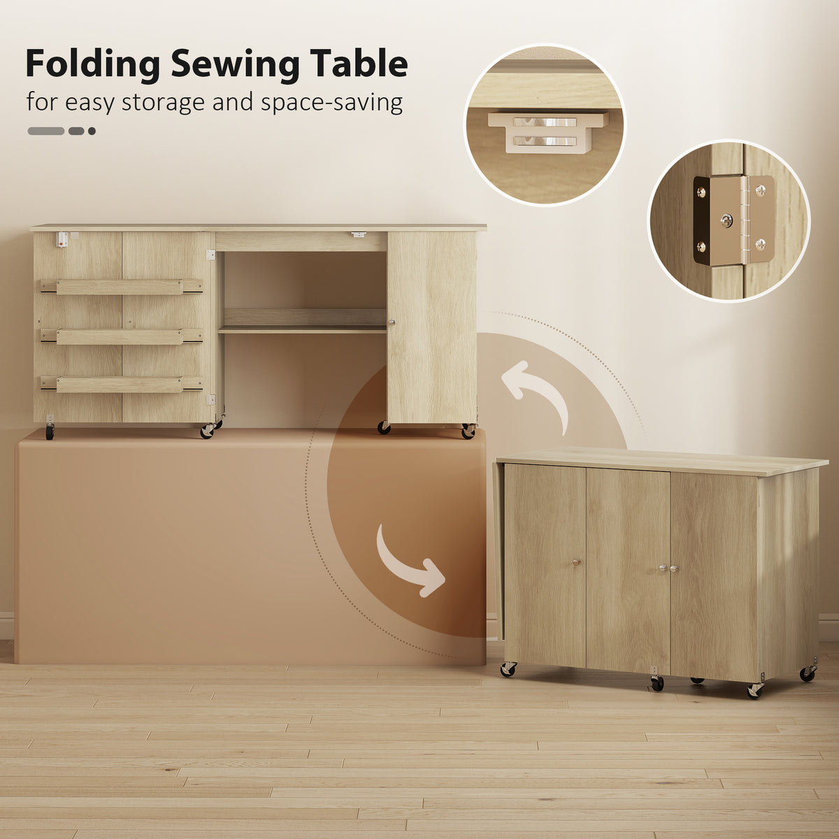 Table à coudre pliante avec portes — Bois
