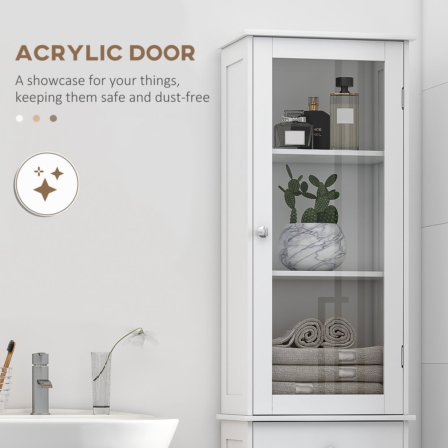 Armoire salle de bain haute avec tiroir et portes