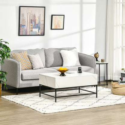 Table basse plateau relevable avec rangement caché