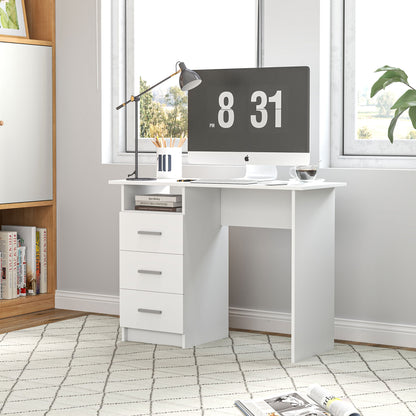 Bureau d'ordinateur avec 3 tiroirs et tablette ouverte
