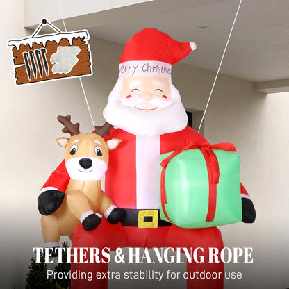 Gonflable de Noël géant suspendu Père Noël et renne
