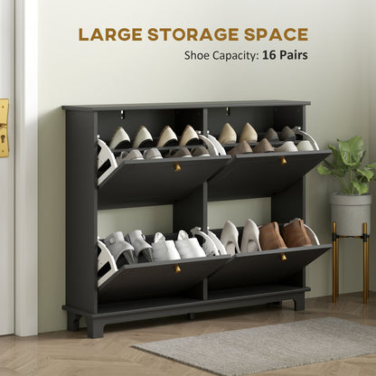 Meuble à chaussures étroit à quatre tiroirs basculants