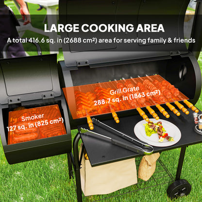 BBQ portable au charbon avec fumoir offset