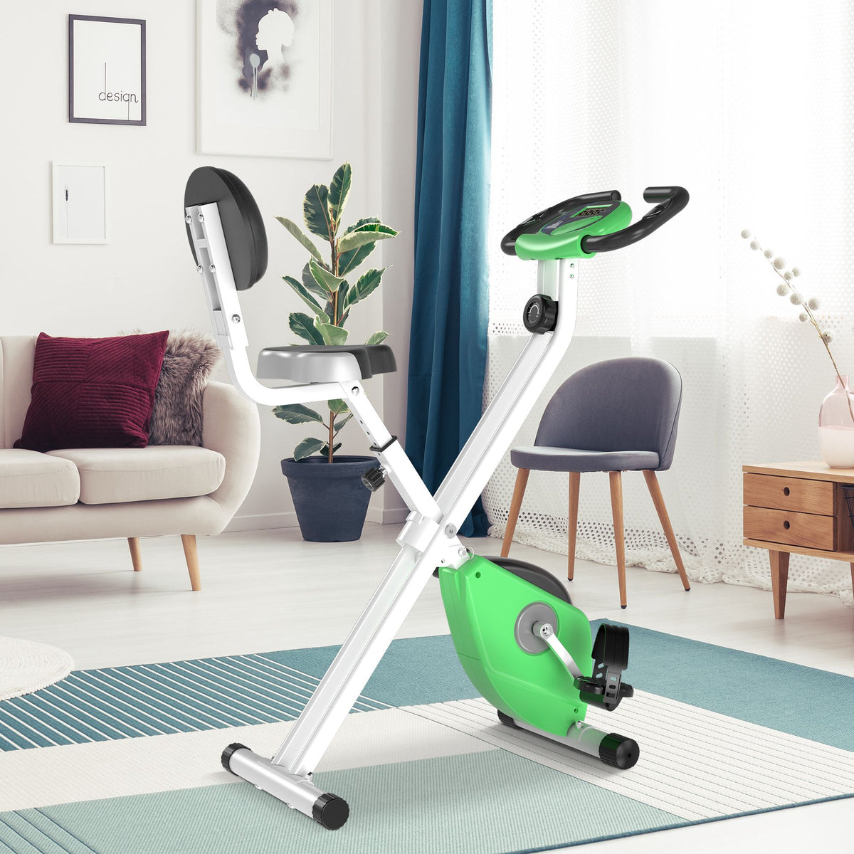 Vélo d'exercice stationnaire pliable à résistance magnétique