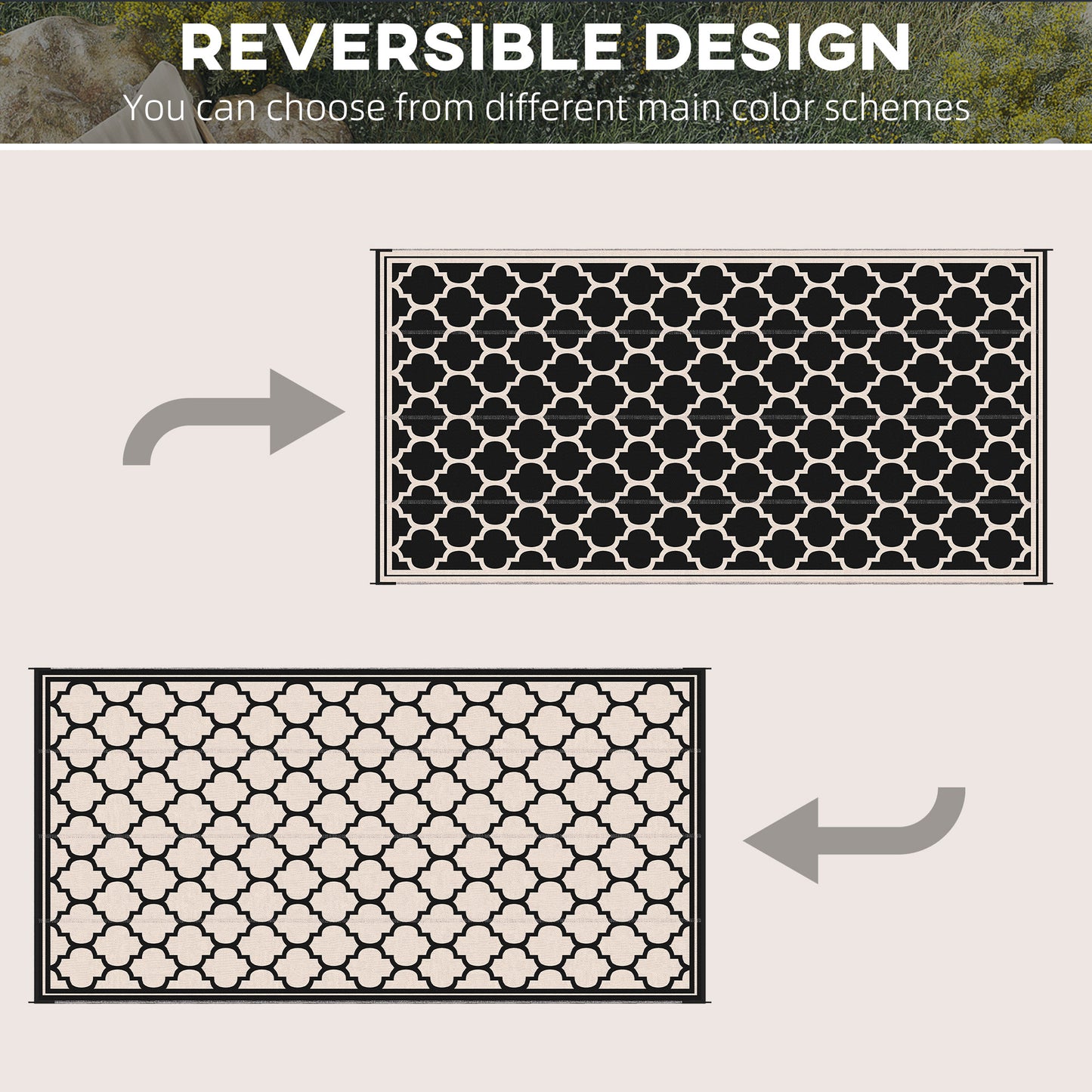 Tapis extérieur réversible 274 x 549 cm — noir