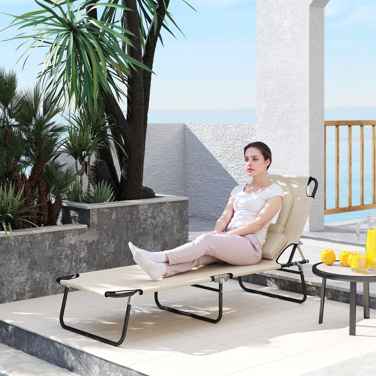 Chaise longue pliante avec trou visage ajustable
